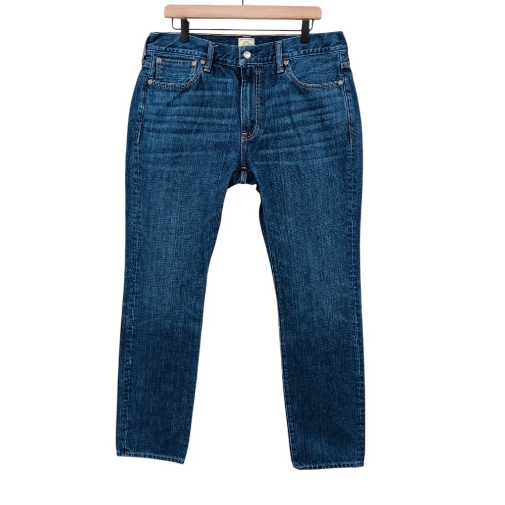 J.Crew 484 Jeans Mens 34x31 (Tag 35x32) Blue Denim Cotton Slim Narrow Tapered